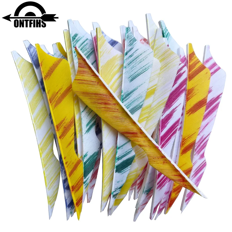 25Pcs 4 Inch Arrow Feather Fetching Archery Accessories Right/Left Wing Vanes Real Turkey Feathers- Sting Ink Painting