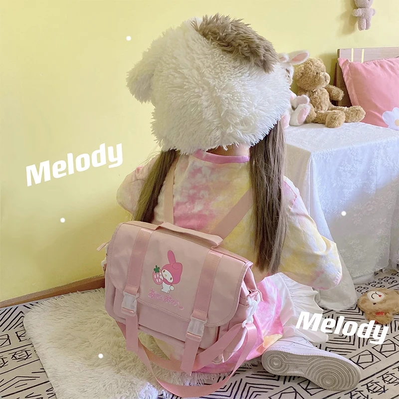 Sanrios Cinnamoroll Kuromi Melody Messenger Tote Bag Cartoon Shoulder Bag Cute Backpacks Fashion Handbag Birthday Christmas Gift