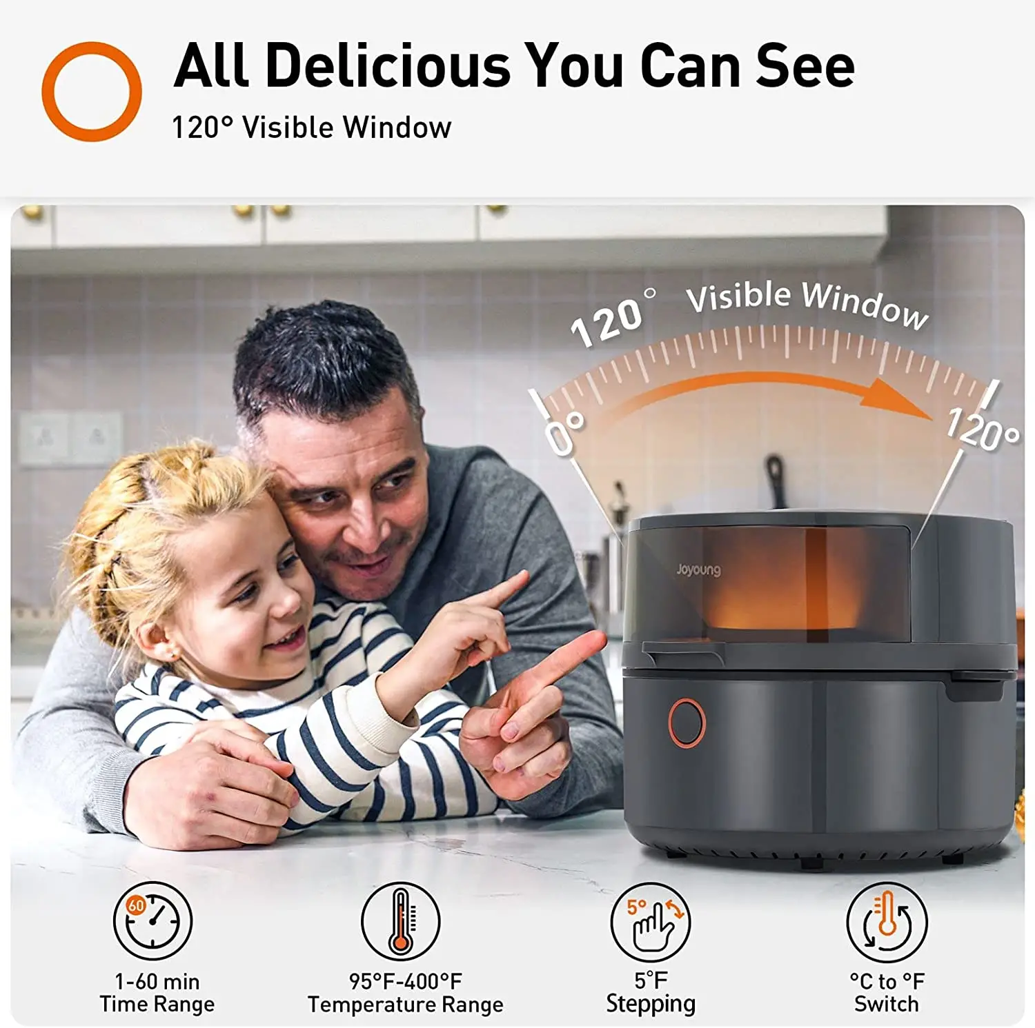 JOYOUNG Nồi Chiên Không Dầu Air Fryer 10 Trong 1 Kỹ Thuật Số Nồi Chiên Không Dầu Air Fryer Lò Nướng 5.8 QT Nồi Chiên Không Dầu Air Fryer Máy Nướng Bánh Không Bóng Dầu Điện 120 ° nhìn Thấy Cửa Sổ Miễn Phí Công Thức Nấu Ăn