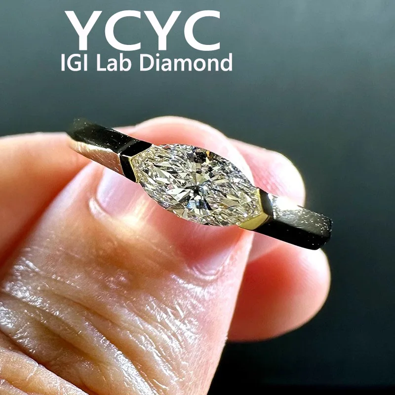 Lab Grown Diamond 3Ct Ring Solid14K White Gold Marquise Cut Diamond CVD HPHT DEF VS-VVS Wedding ring