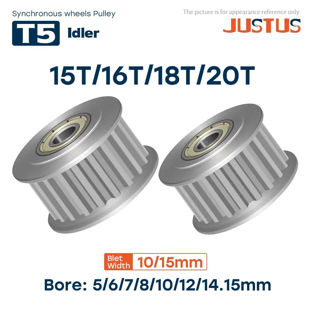 T5 15T/16T/18T/20T tensioner adjustment guide wheel with bearing synchronous wheel idler Belt width 10/15mm Bore 5-15mm
