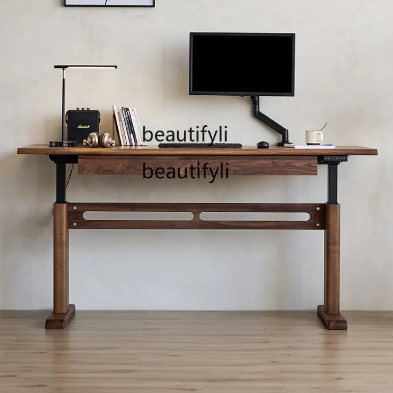 

LXBlack Walnut Lifting Table Height Adjustable Nordic Style Modern MinimalistSSS