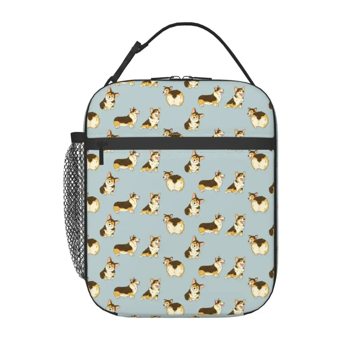 Tri Color Corgi Dog Insulated Lunch Bag for Women Children Leakproof Food Boxes Thermal Lunch Box Tote