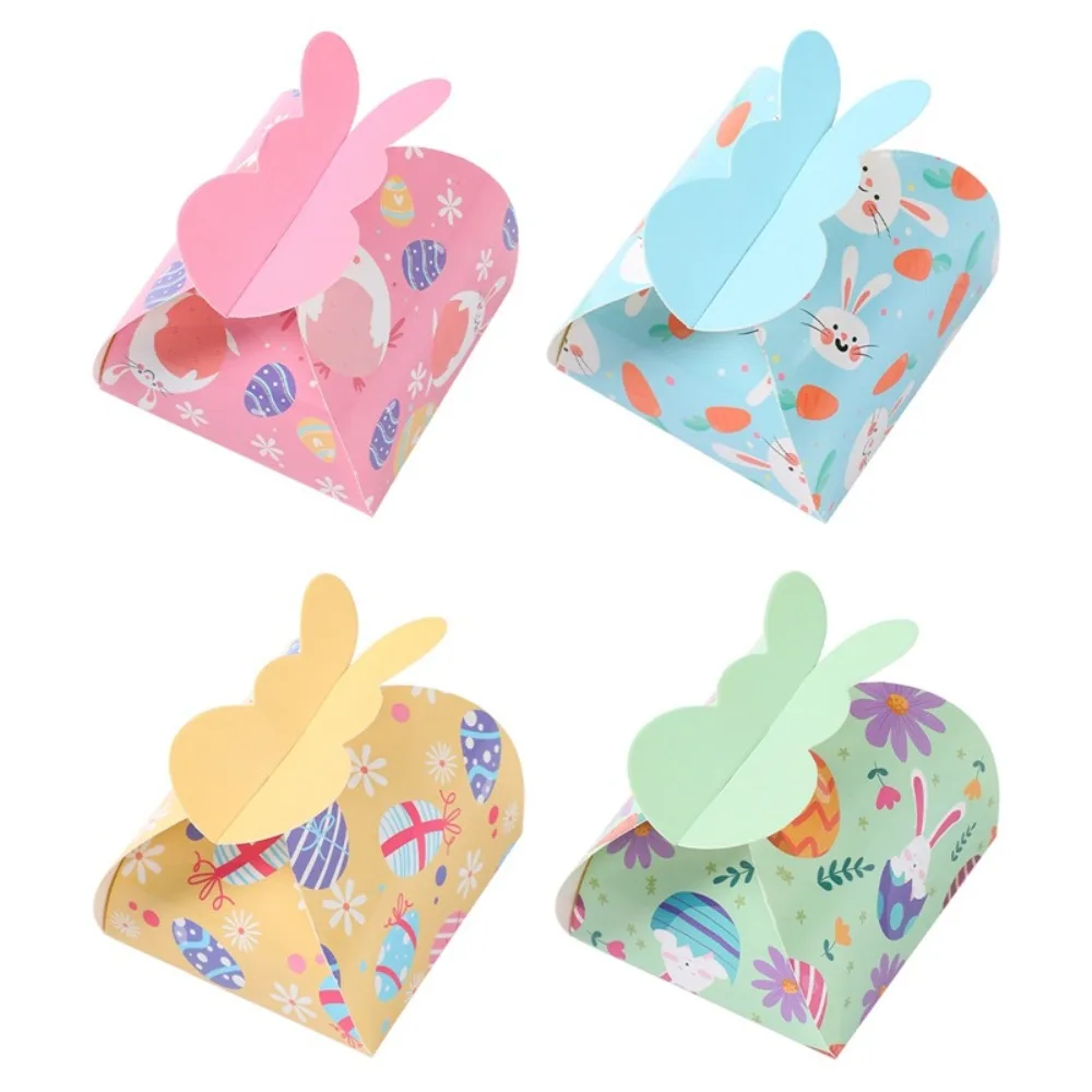 

12 Pieces Cute Easter Paper Candy Box Unique Thickened Bunny Eggs Party Box Large Capacity Empty Gift Packaging Box