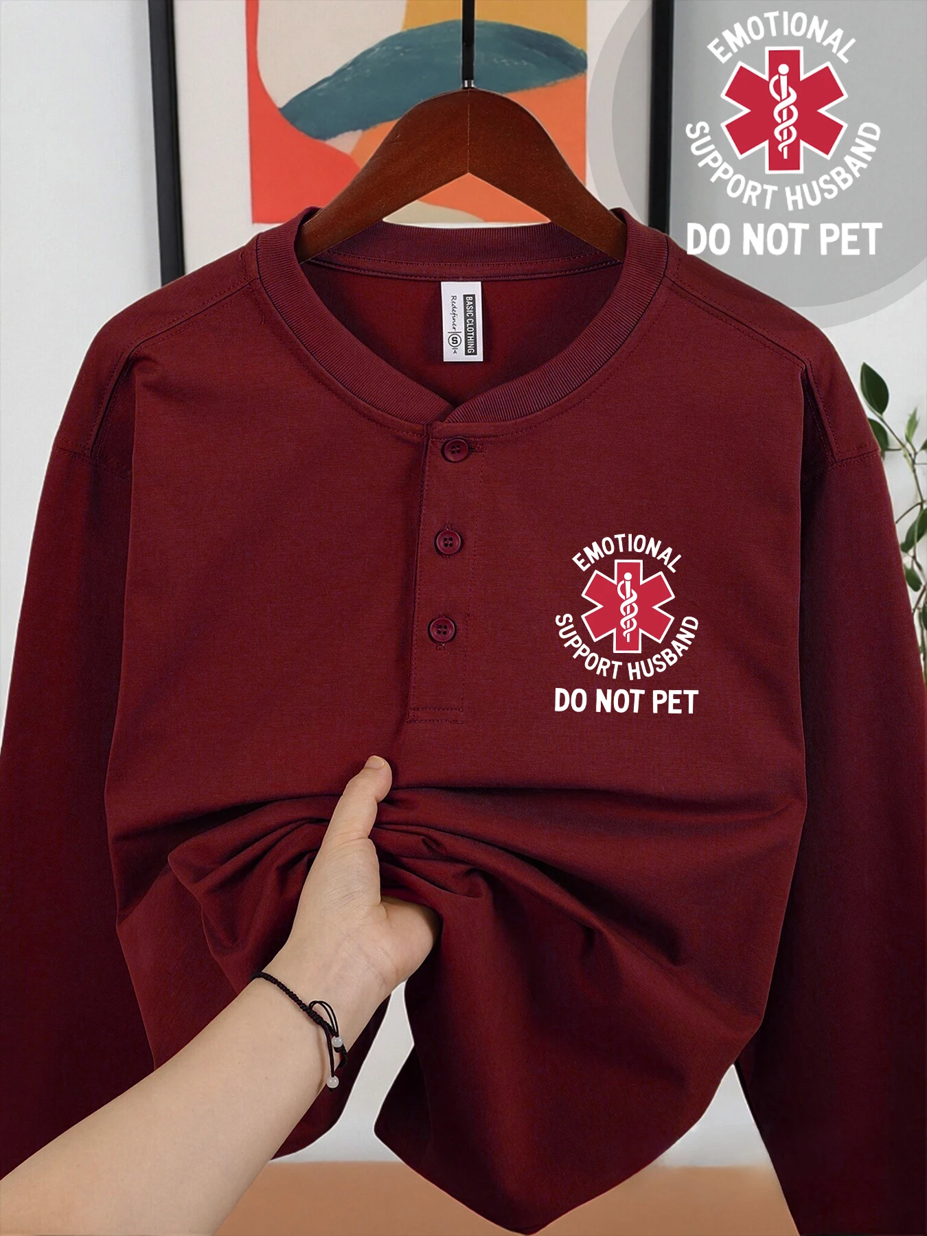 دعم عاطفي الزوج لا الحيوانات الأليفة المطبوعة ذكر هنري قميص موضة المتسكعون طاقم الرقبة بلايز عادية زر الأعمال الملابس #3