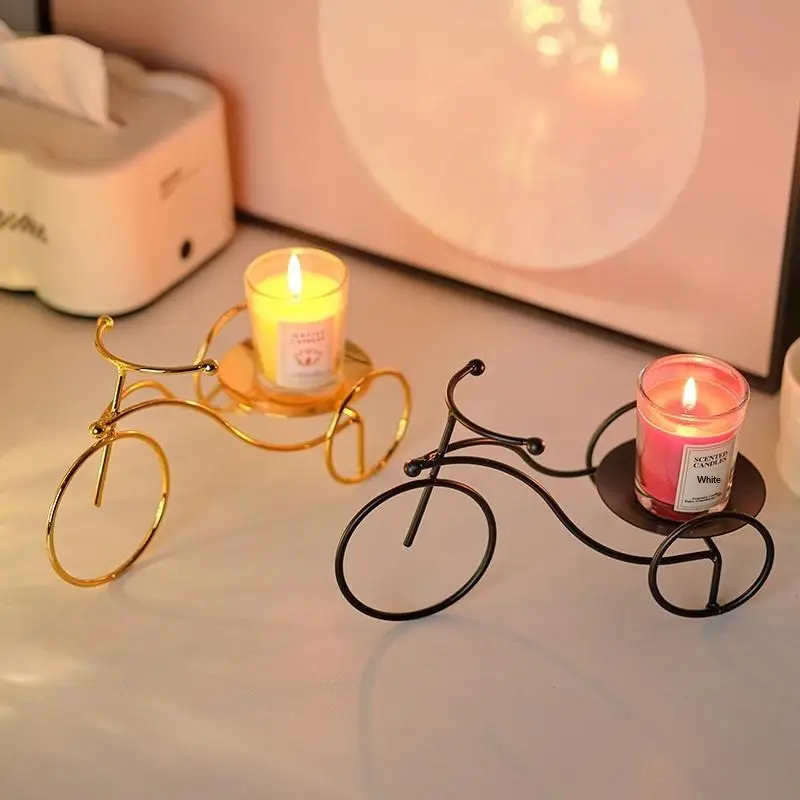 Romantic Tricycle Candle Holder Home Decorations Golden Candlestick Stand Candlelight Dinner Props Room Table Decoration