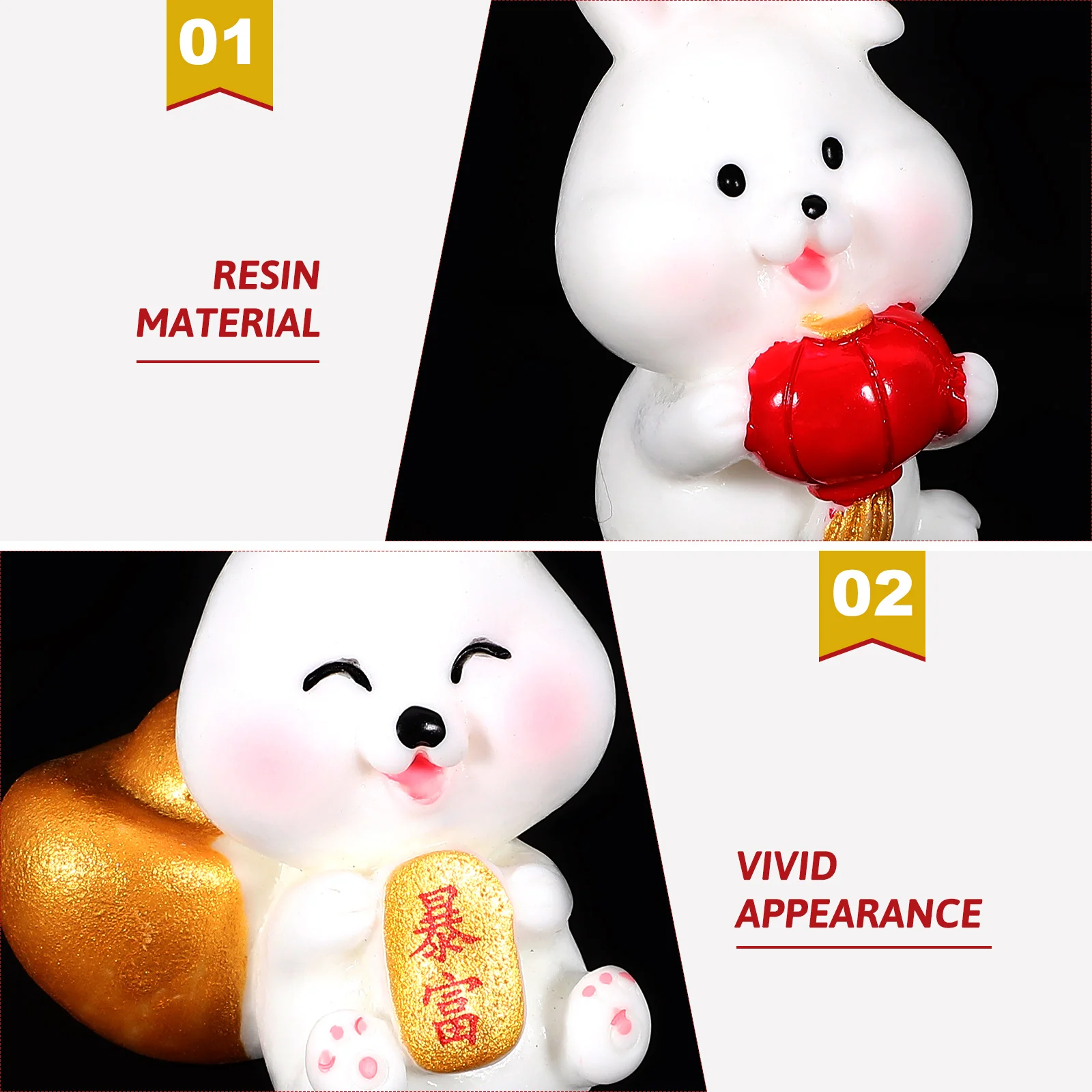 

4 Pcs Decoration Cute Rabbit Ornaments Bunny Figurines Small Figure Papa Miniature Desktop