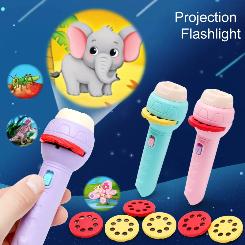 Lampe de poche de Projection, jouet lumineux éducatif pour enfants avec diapositives, lampe coulissante, jouet veilleuse avec Images pour enfants garçons filles