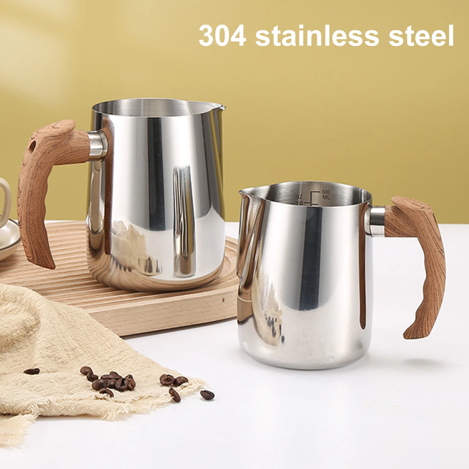 Milk Frothing Pitcher with Scale Latte Art Frothing Pitcher Stainless Steel Milk Frothing Pitcher with for Latte for Coffee