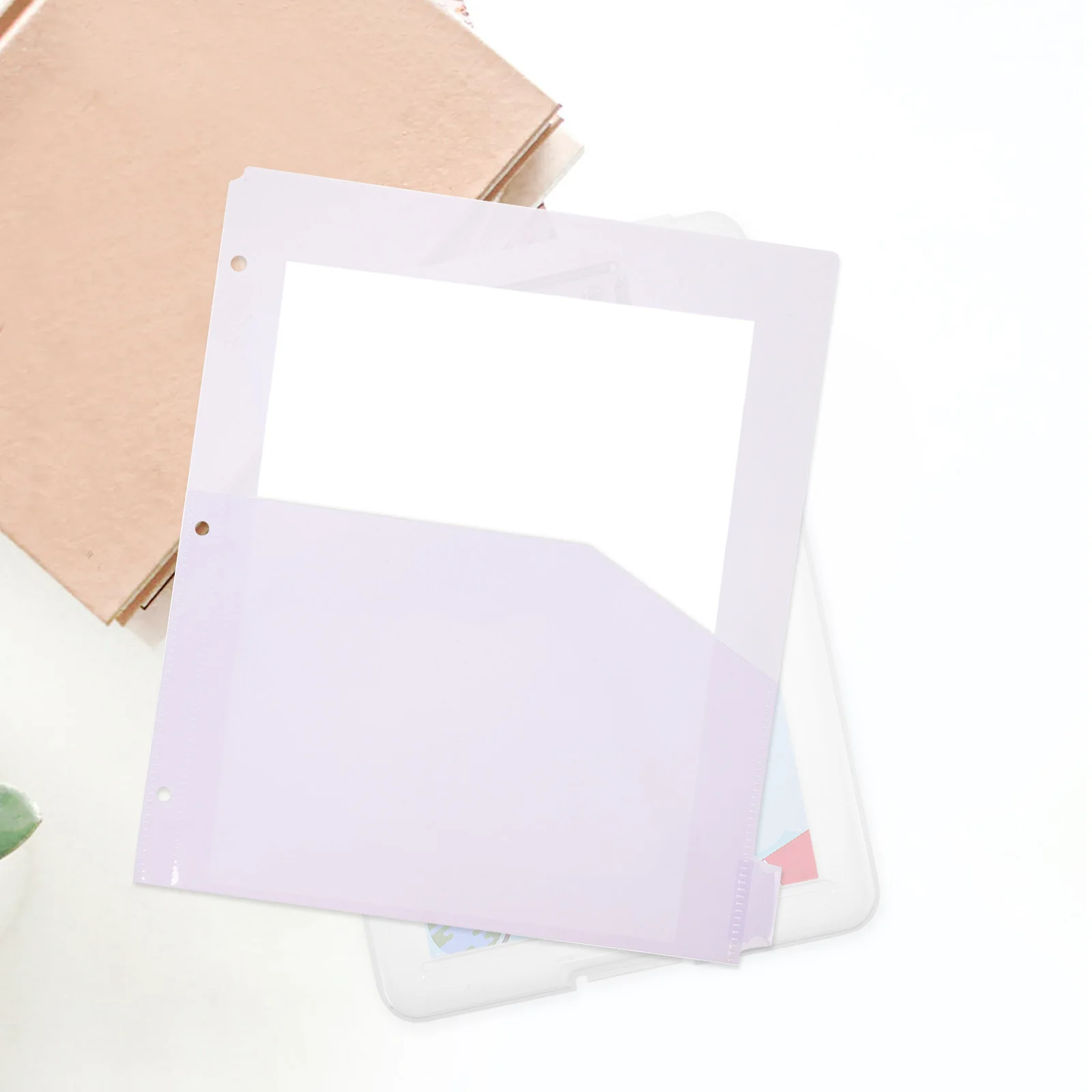 8 pcs A4 File Divider Pockets Plastic Binder Dividers With Pockets For Documents Transparent Page Protectors Hole-Punched