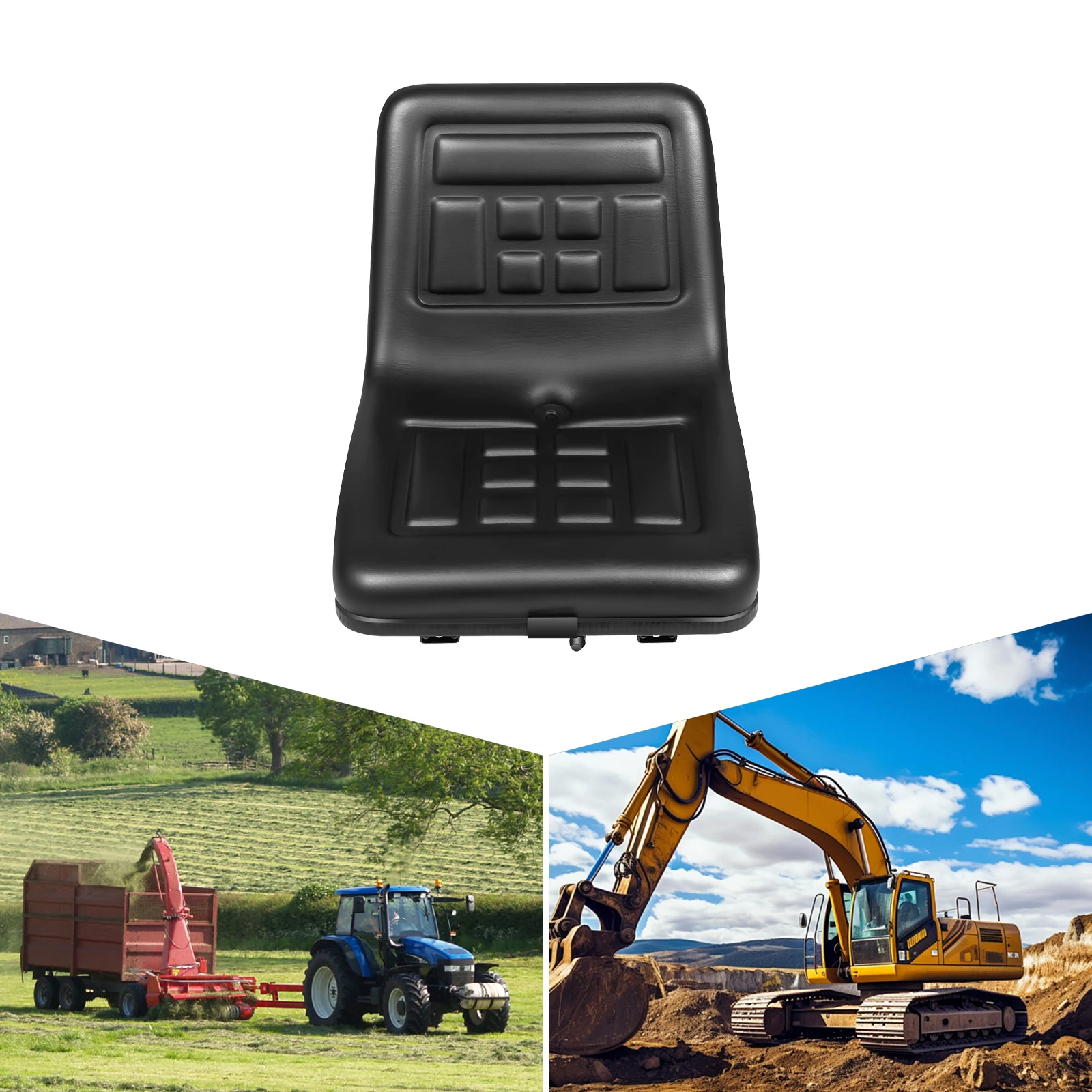 

Universal High Back Tractor Seat Adjustable Lawn Mower and Forklift Seat with with Mounting Bolt Patterns, Black