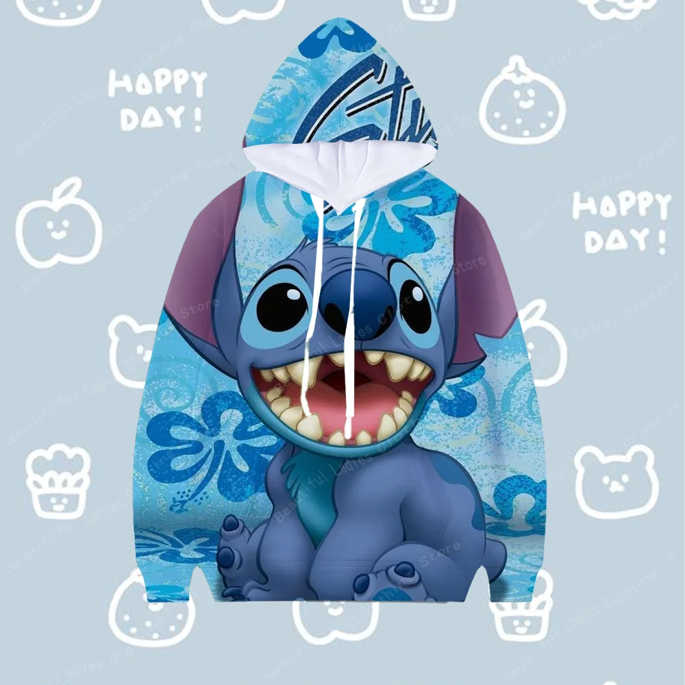 Stitch Cartoon Print Hoodies Women Hooddie Sweatshirt With  Winter And Autumn Causal Women's Oversized Clothing