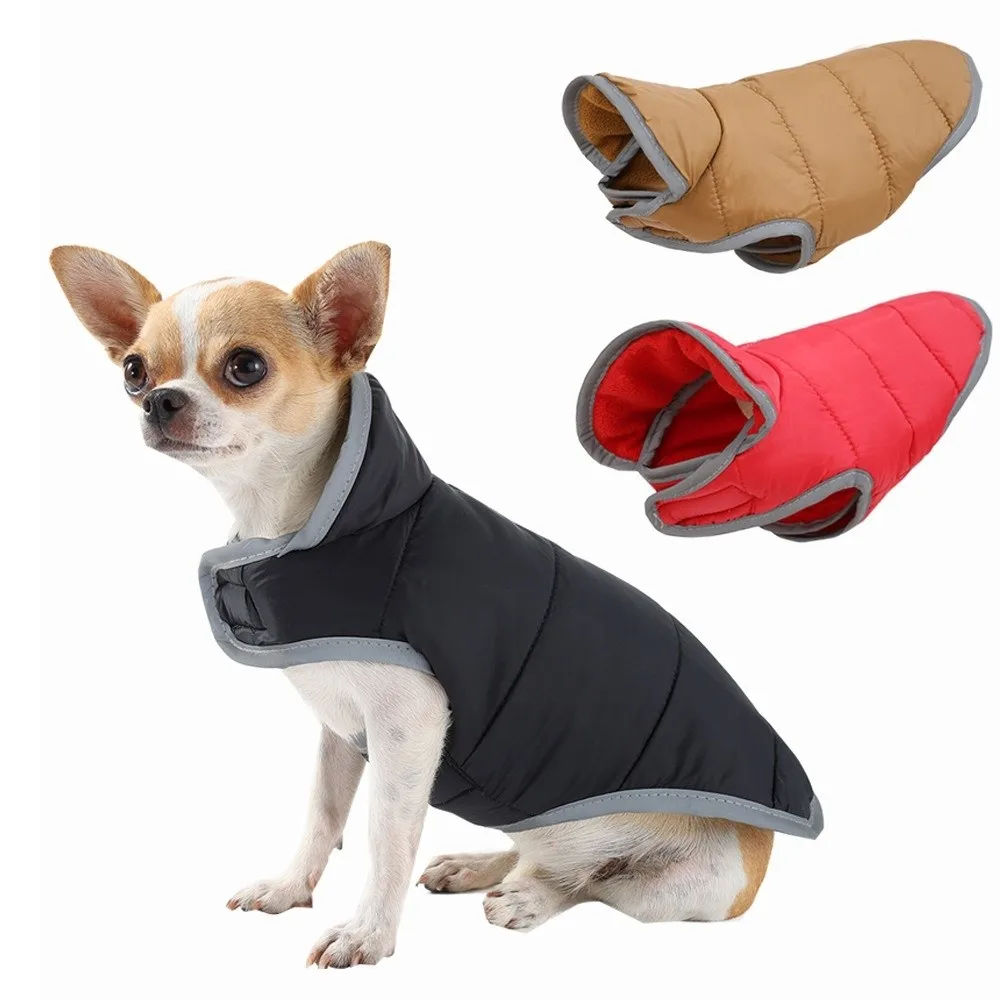 High Quality Thickned Puppy Cat Clothes Windproof Cold Proof Warm Coat Soft Reversible Jacket Pet Supplies