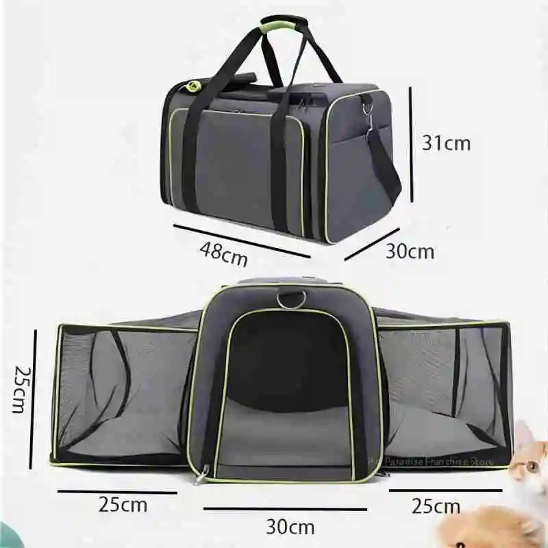 Large Capacity carrier Cat Pet Airlines approved reflective tape Cat Travel Bag expandable Foldable soft dog carrier