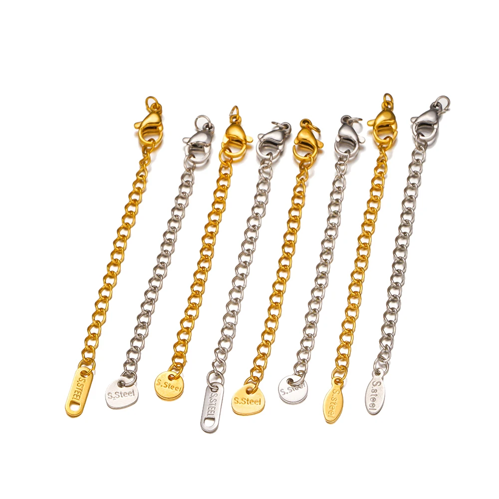 

10pcs/Lot Stainless Steel Extension Chains Lobster Clasps Connector Tail For DIY Necklaces Bracelets Jewelry Making Supplies