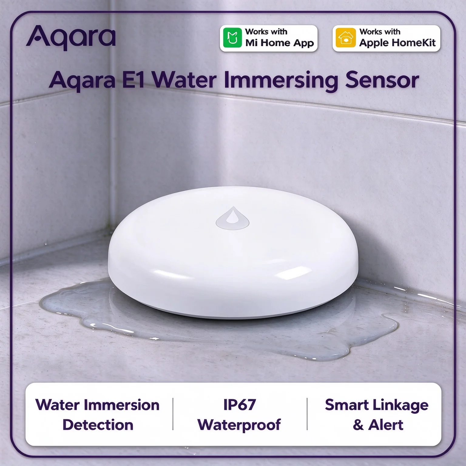Aqara E1 Water Immersing Sensor Zigbee 3.0 IP67 Waterproof Flood Leak Detector Alarm Smart Home For Mi Home Apple HomeKit