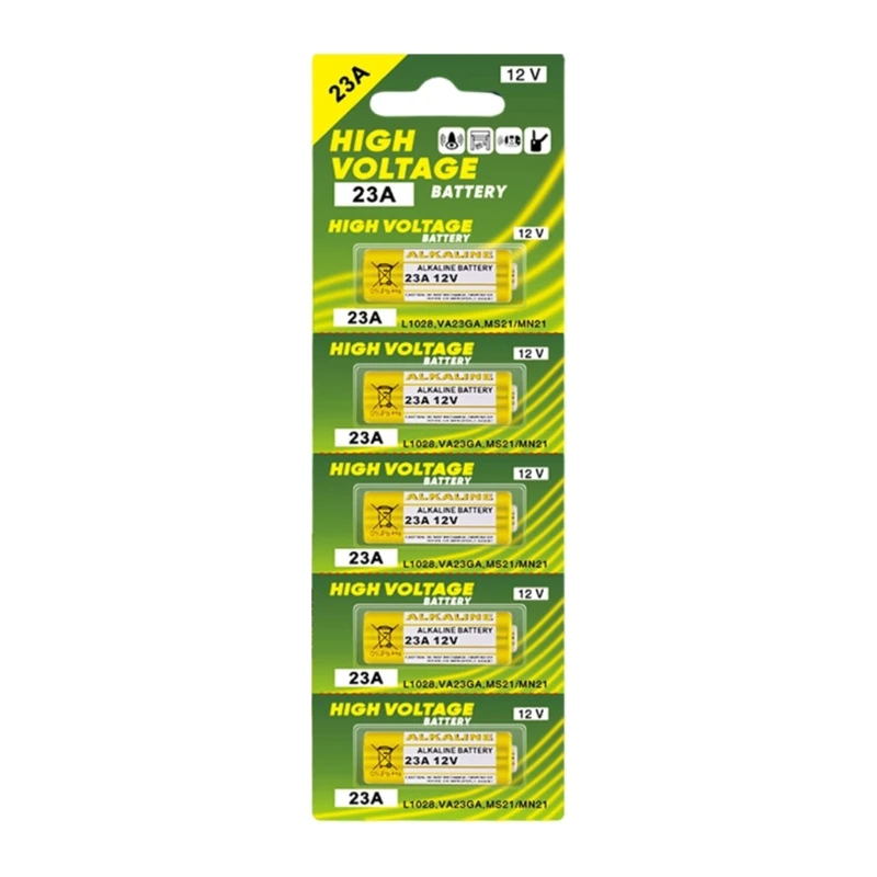 Set of 5pcs 23A 12V Alkaline Batteries Continuous Stable Power Supply A23 23GA