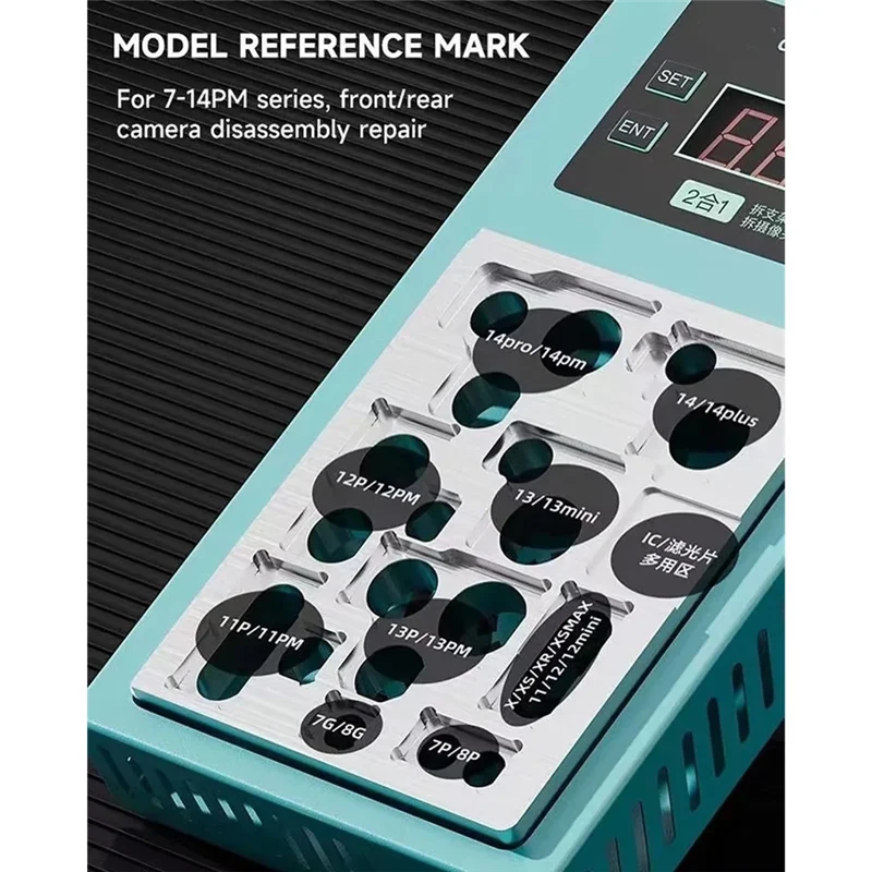 

A95I-для Iphone 7 ~ 14 Pro Max ремонтный инструмент предварительного нагревателя для разборки передней/задней камеры, удаление средней рамки, нагревательная платформа