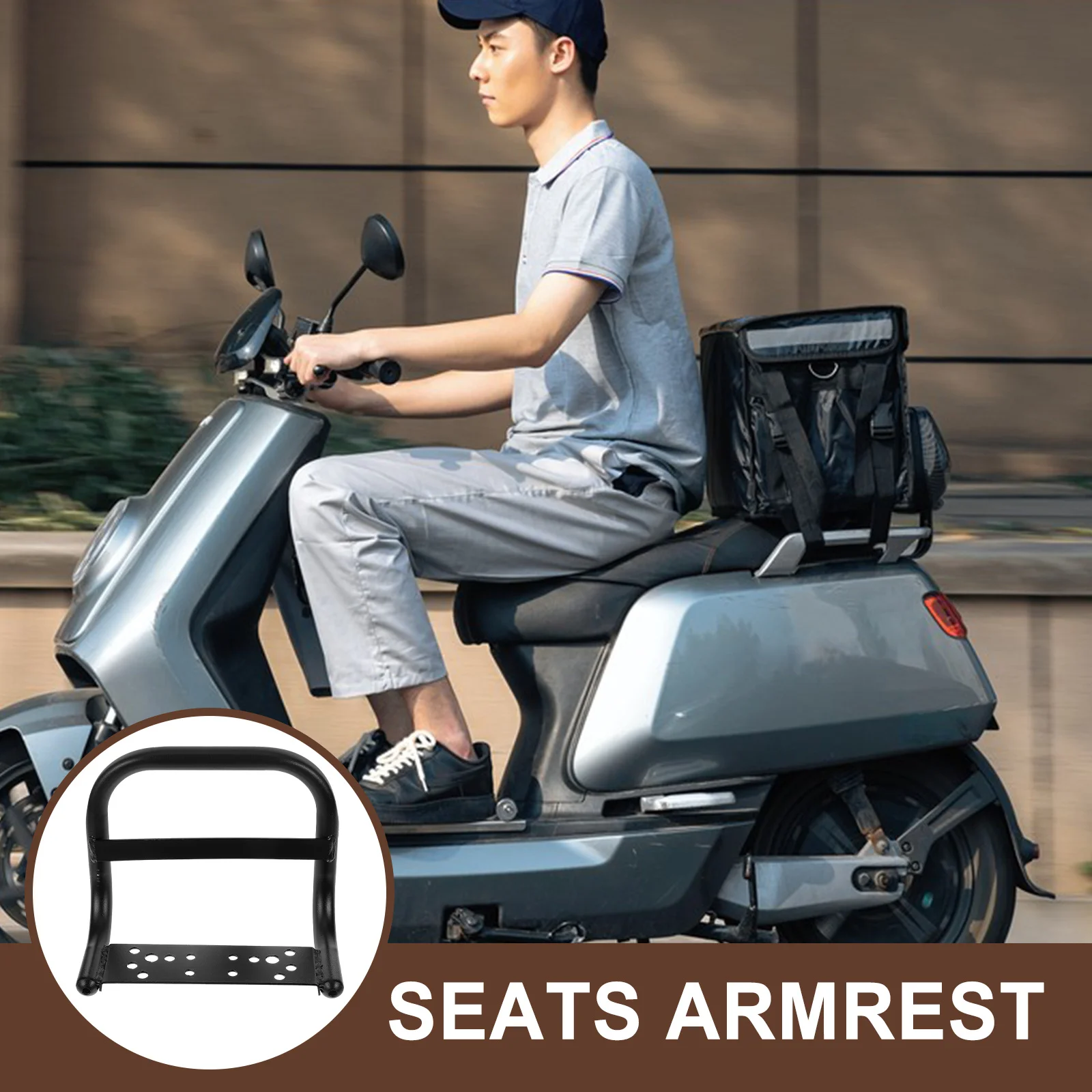 

Electric Bike Rear Seat Handle Strong Durable Safety Handrail Non Slip Backseat Armrest Bike Accessories Arm Rest for Sitting