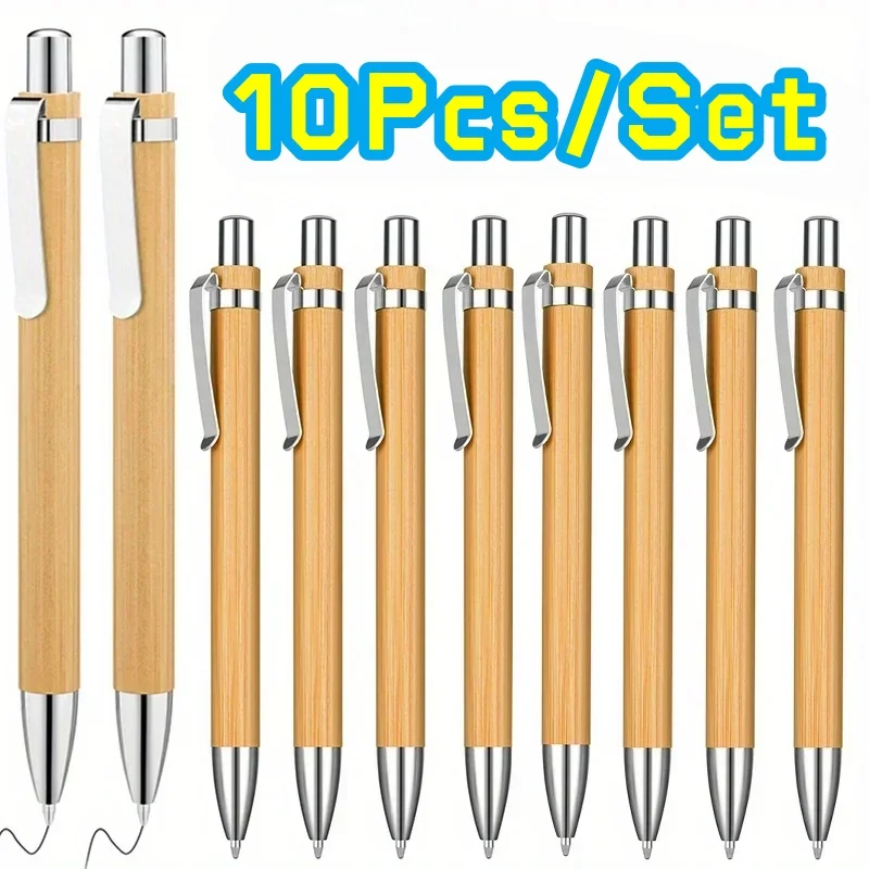 

10/20/50Pcs Bamboo Pen Bamboo Wood Ballpoint Pen 1.0mm Tip Office School Wrting Stationery Business Signature Ball Pens