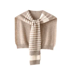 New Wool Knitted Striped Shawl Joker Fashion Wool False Collar Female Classic Neck Scarf In Shoulder Pad