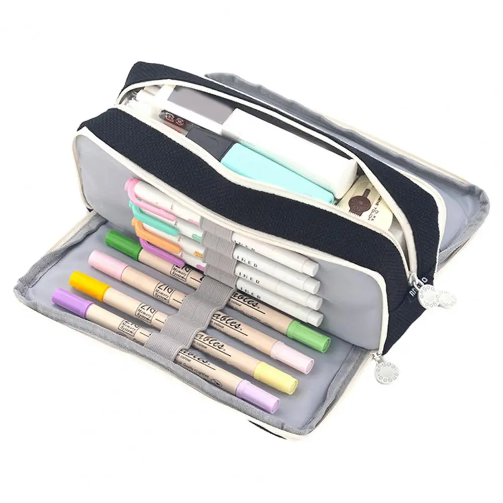 Scratch-resistant Pencil Case Multi Layer Capacity Pencil Case with Zipper Closure Handle for School Supplies Organization