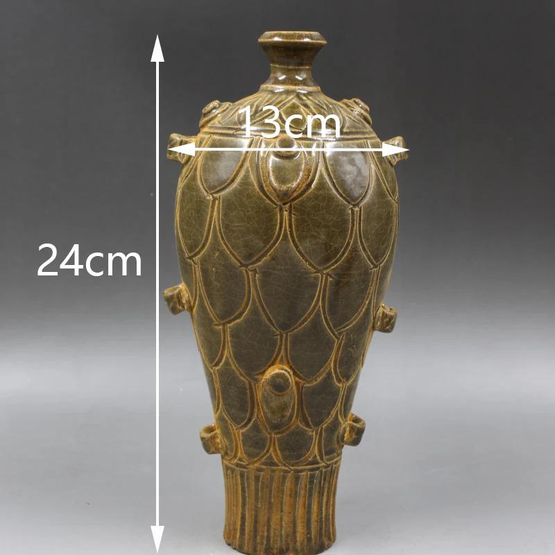 Brown Vase Pottery Dragon Scale Chinese Antique Porcelain Vase Yuan Carved Porcelain Vases Plain