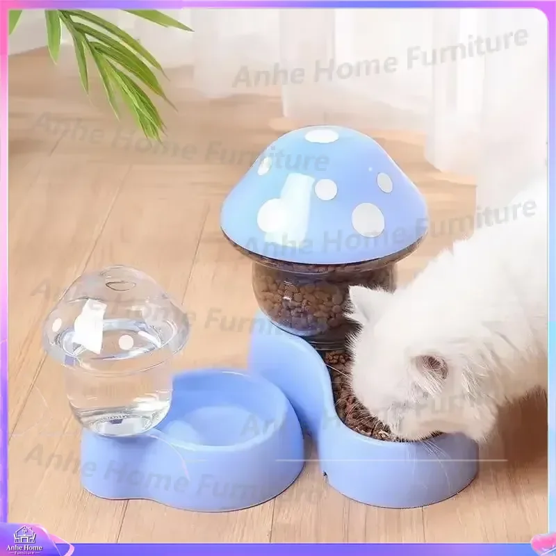 2026 Automatic Cat Feeder Mushroom Shape Large Capacity Pet Food Dispenser Storage Container Smart Feeding Bowl for Cats