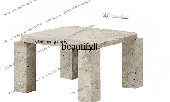X   A15 Marble Coffee Table Light Luxury High-End Living Room Cave Stone Small Tea Table Silent Wind Sofa Table