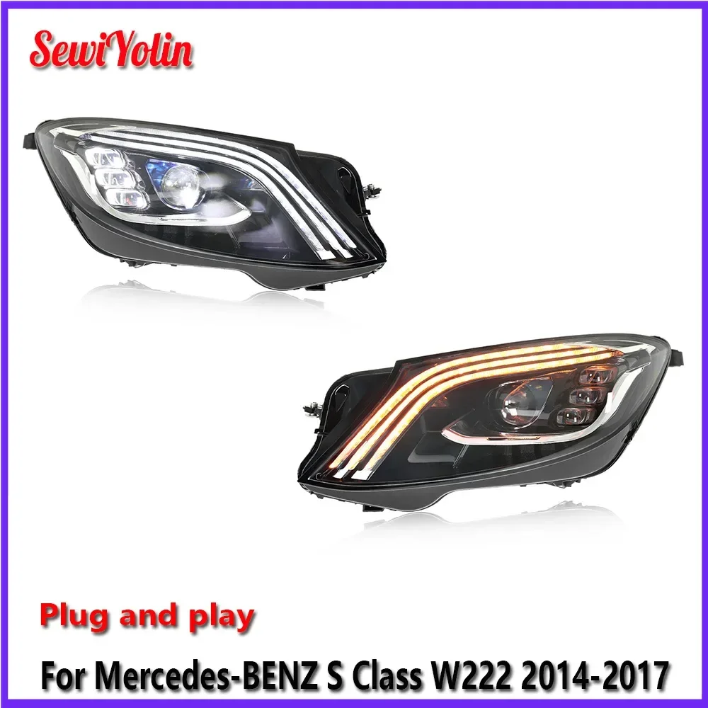 

Фара для BENZ S Class W222 2014-2017, фара в сборе, модифицированный стиль, светодиодная направляющая, дневные ходовые огни