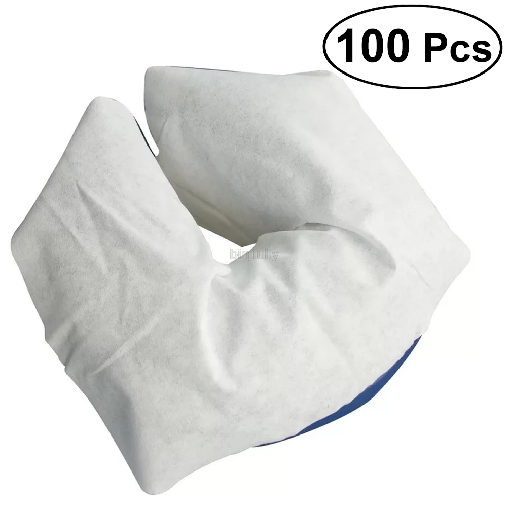 100Pcs Disposable Non-Woven Face Cradle Cover Headrest Pillow Massage Face Cradle Cover Soft Non-Sticking Face Rest Covers