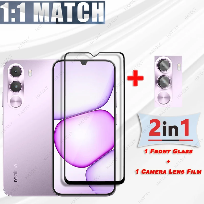 

For Realme C100i Glass Black Edge Protective Film For Realme C100x Film Screen Protector Camera Lens Protector For Realme C100i