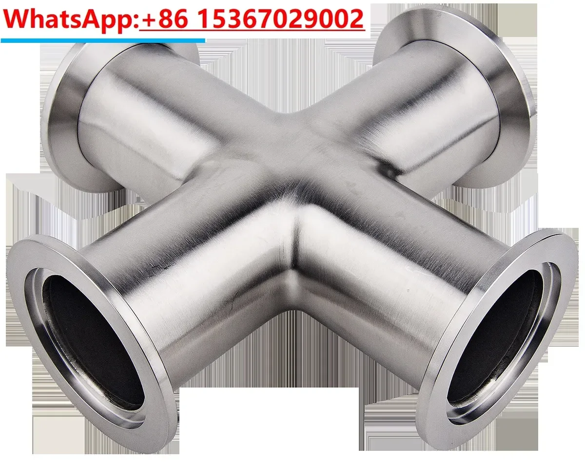 SS304 stainless steel vacuum equal diameter four-way joint clamp polished cross quick fit KF16/25/40/50