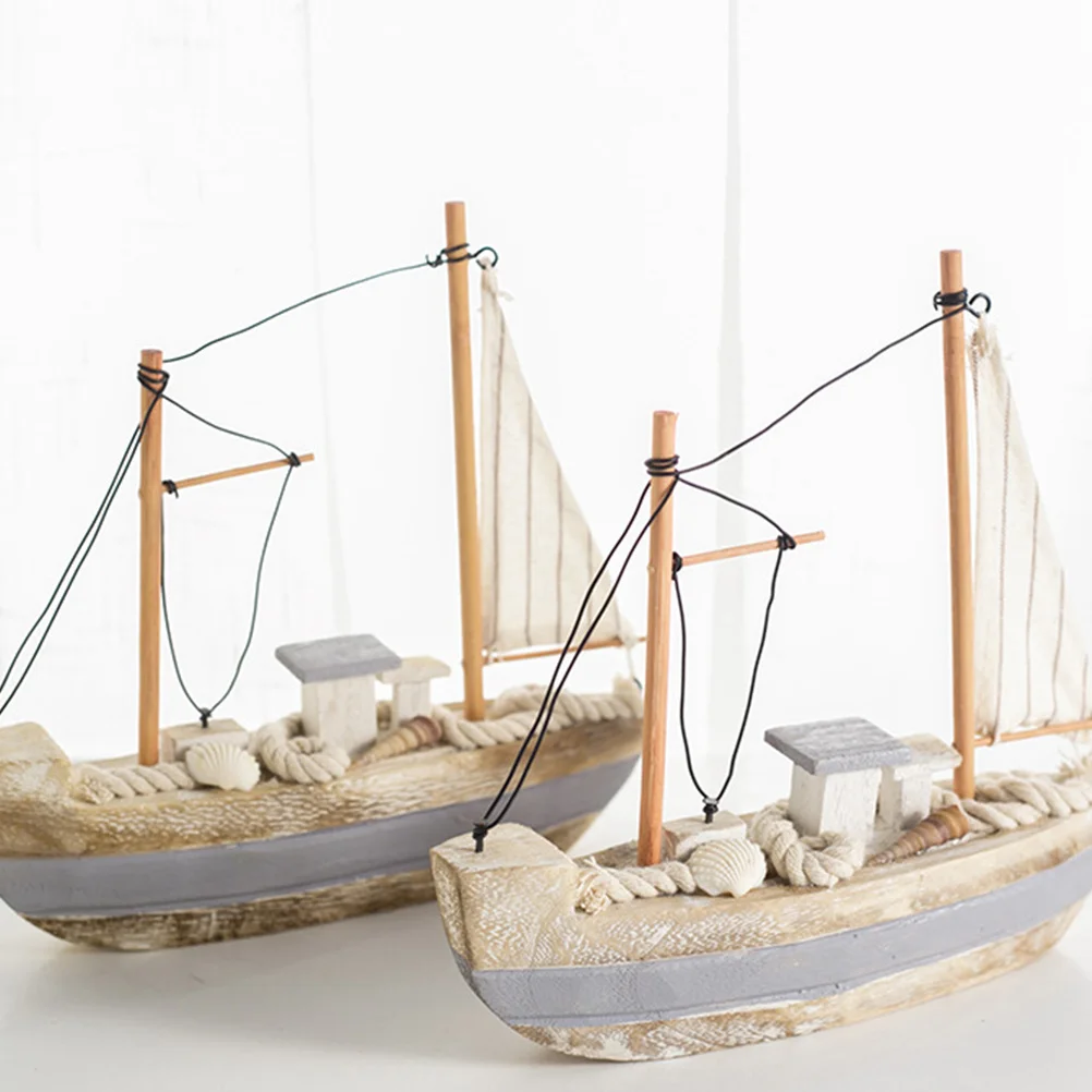 

Wooden Sailboat Ornament Cartoon Lovely Sailboat Decoration Table Car Office Bedroom Nautical Home Decor Gift Wooden Craft