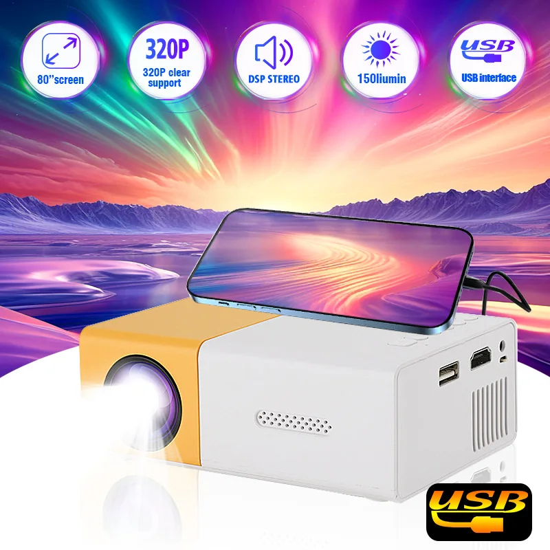 Portable LED projector Equip 72 lnch Screen and Bracket Dlp Full Hd 1000 Lumen Home Theater Media Player Outdoor Mini Projector