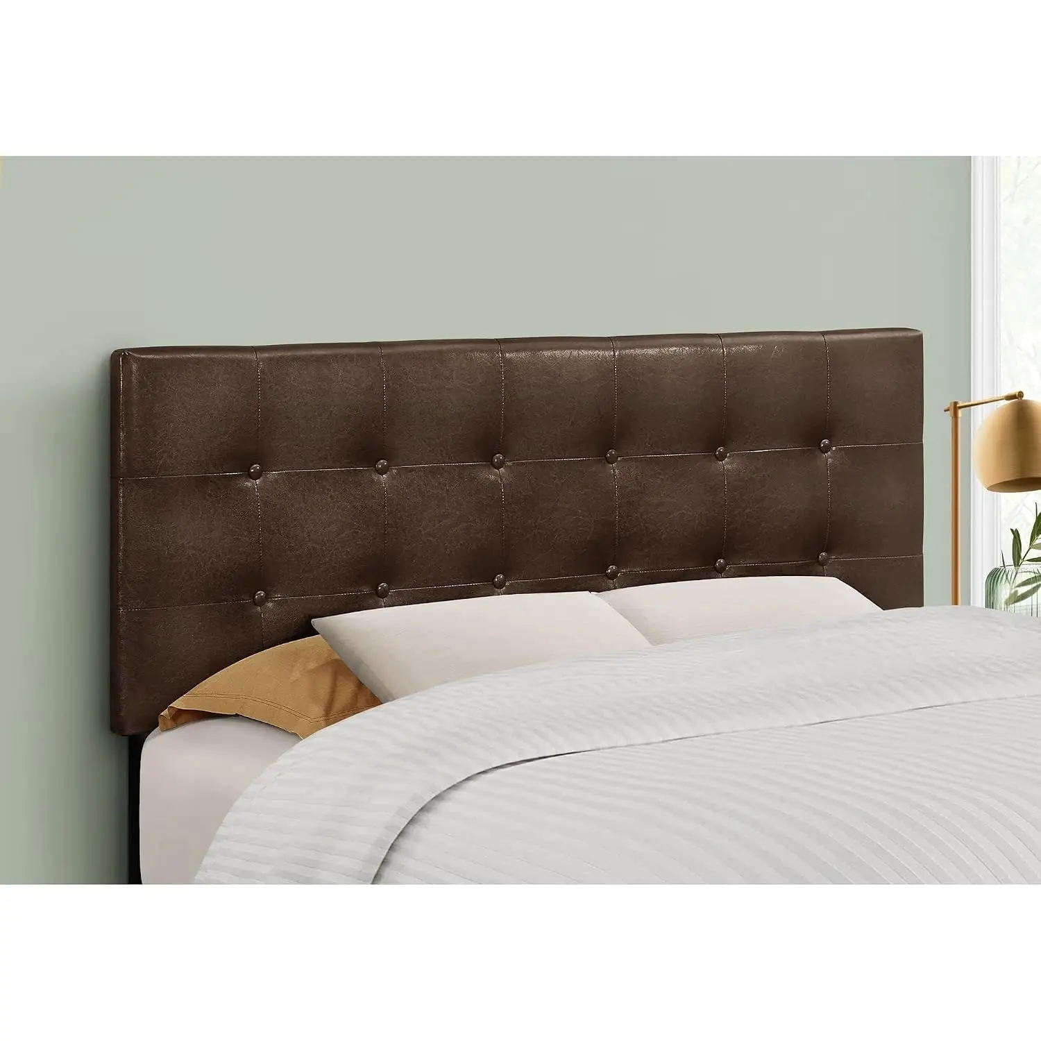 Upholstered Full Headboard, PU Leather Button-Tufted Adjustable Height Wooden Frame Compact Bedroom, Customized