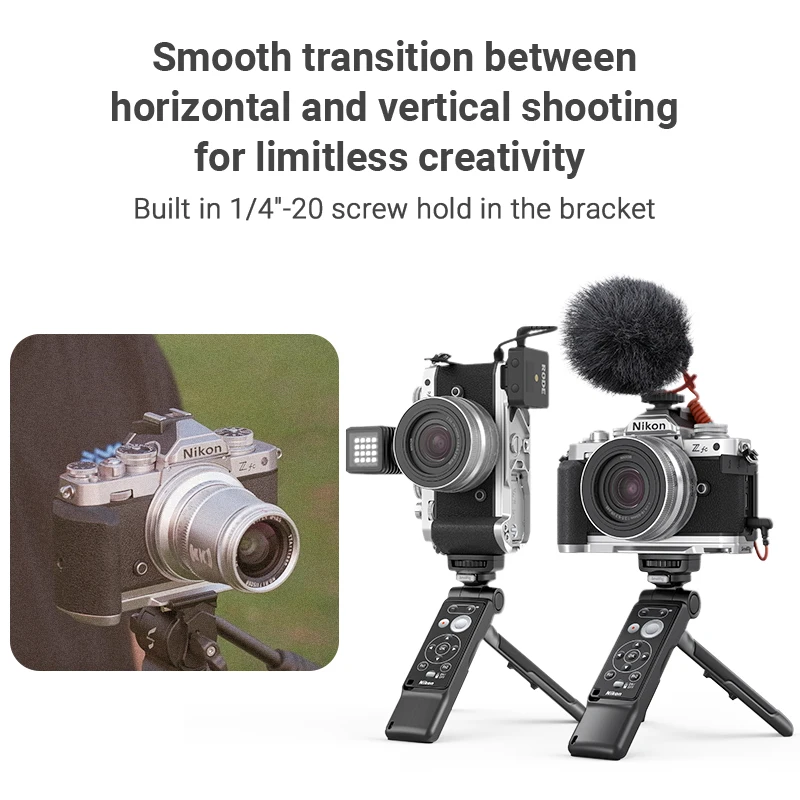 كاميرا صغيرة الحجم شكل L هيكل قفصي الشكل للكاميرا قبضة تلاعب لنيكون Z FC كاميرا 1/4 الخيوط ثقب مقبض جانبي كاميرا الكتف حزام الملحقات 3480