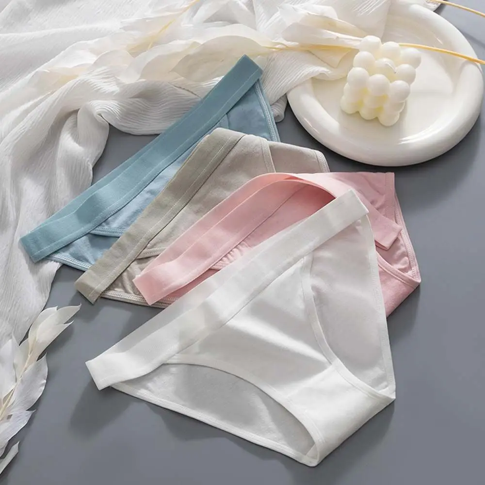 Korean Elastic Girl Ultra-thin Solid Color Summer Cotton Panties Women Intiates Pure Color Briefs Sexy Panties