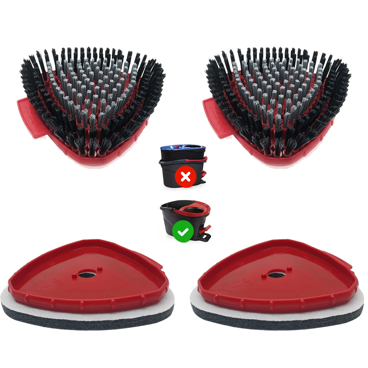 4‑Pack Spin Mop Scrubber Heads Compatible with O‑Cedar EasyWring 1‑Tank,Multi‑Surface Use,Not for RinseClean 2‑Tank