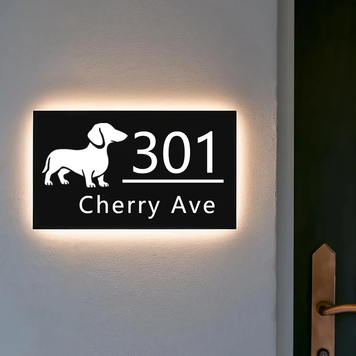 

Изготовленная на заказ современная вывеска дома с подсветкой, номер дома, уличный знак, персонализированная современная адресная табличка, металлический дом в стиле собаки N