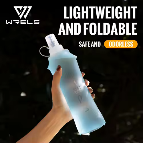 WRELS Folding Collapsible Water Bottle Running Water Bottle Soft Flask TPU BPA-Free Camping Hiking Travel Folding Water Bottle - Image 13