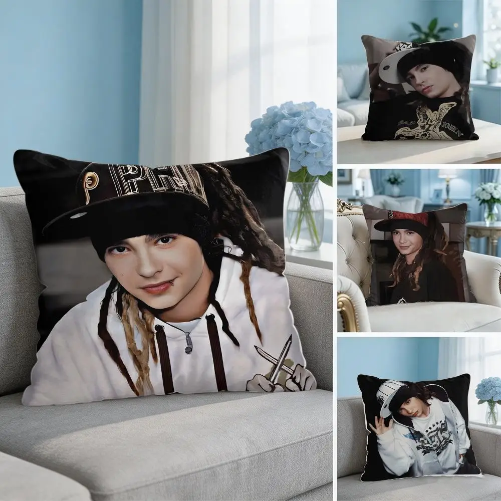 Rock Band Tom Kaulitz T-Tokyo Hotel Cushion Cover Wrinkle-Resistant Short Plush Pillow Case Breathable Machine-Washable