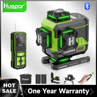 Huepar 16 Lines 4D Self-Leveling Laser Level 4x360°Cross Line with LCD Screen Bluetooth Control  2 x Battery Green Rangefinder