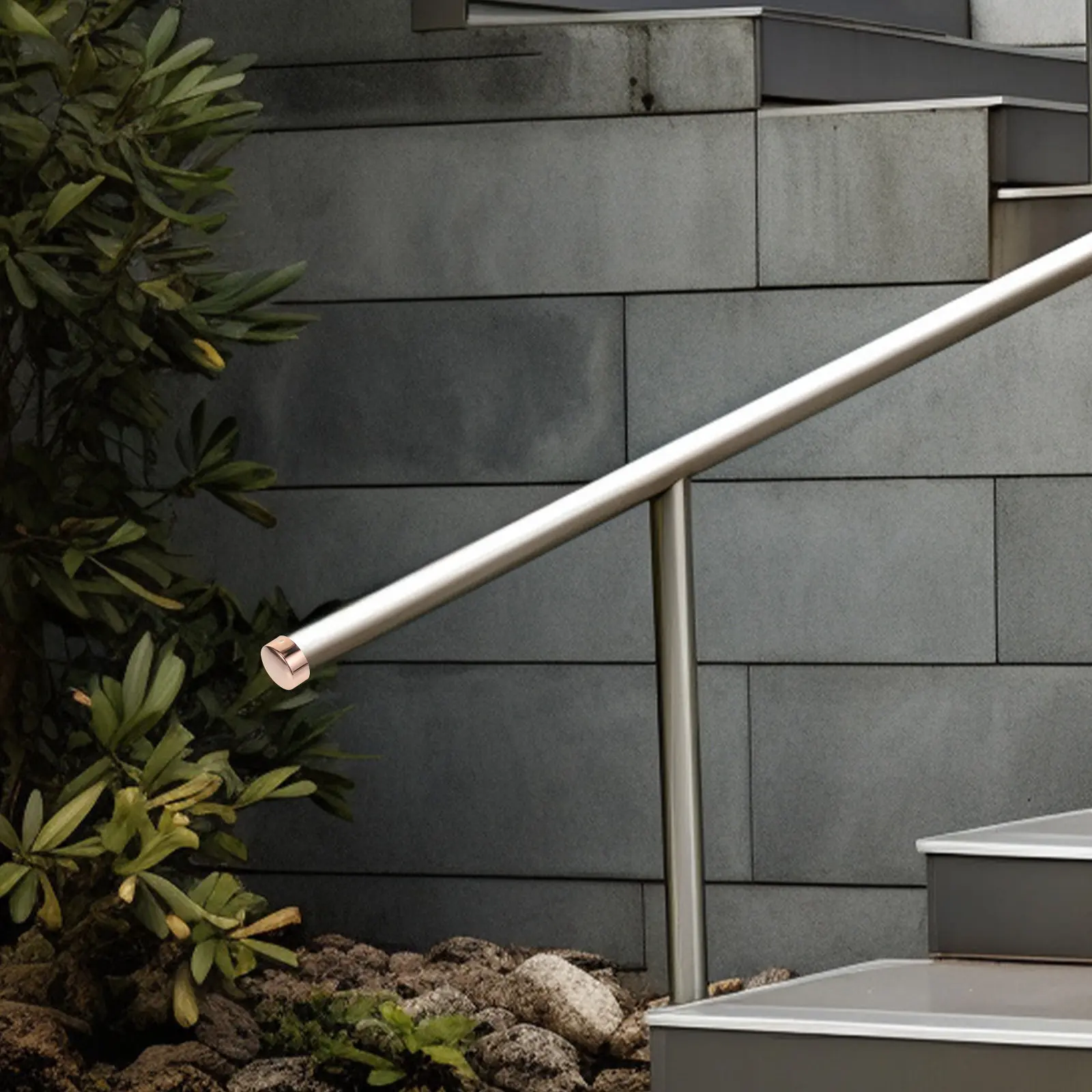 2Pcs Stainless Steel Handrail End Caps Round Staircase Handrail Fittings Replacement for Wood Plastic Stair Handrails End Caps