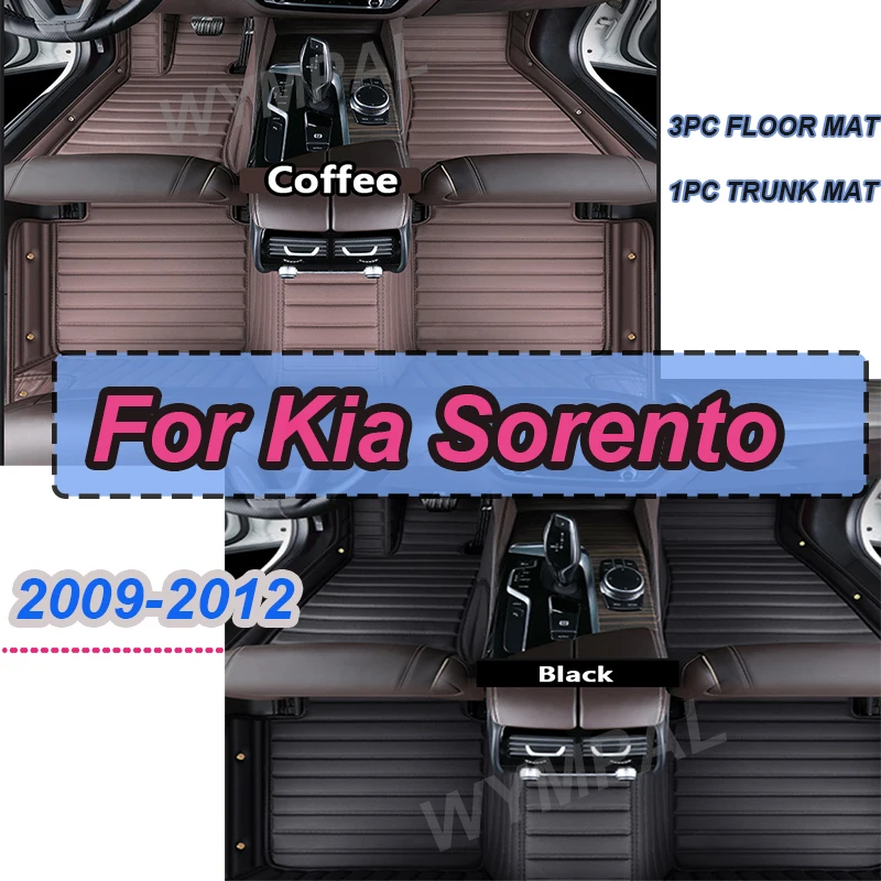 

LUXURY Car Floor Mats For Kia Sorento Seven Seats 2009 2010 2011 2012 Custom Foot Pads Automobile Carpet Cover Interior
