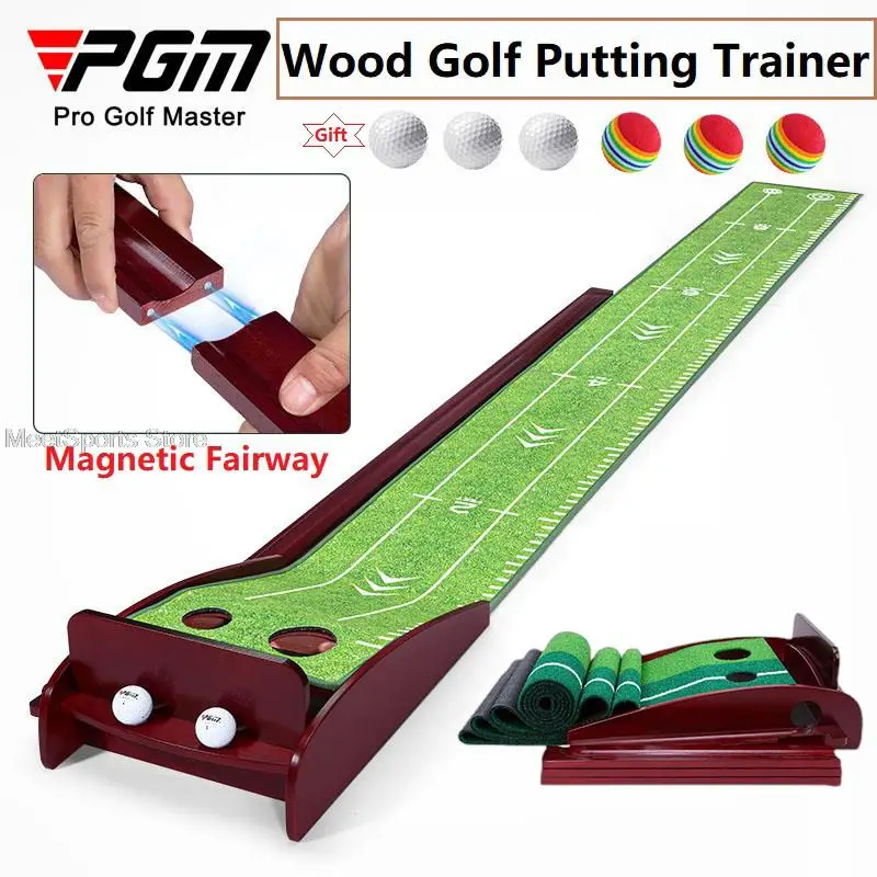 

Pgm Solid Wood Golf Training Aids Putting Trainer 3M/3.5M Practice Golf Hitting Pad Mats Practice Pad Set With Auto Ball Return