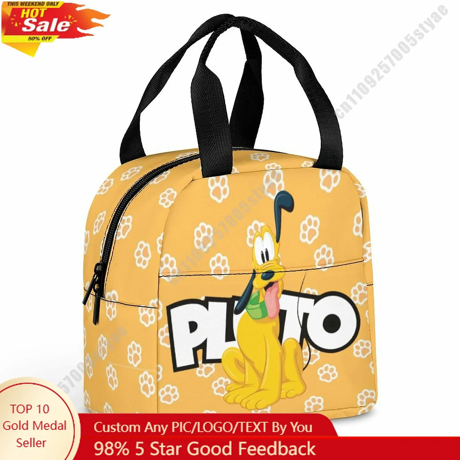 

Pluto Lunch Bag Disney Animal Patterns Bento Bag DIY Custom Text Photo Logo Portable Aluminum Foil Food Bag
