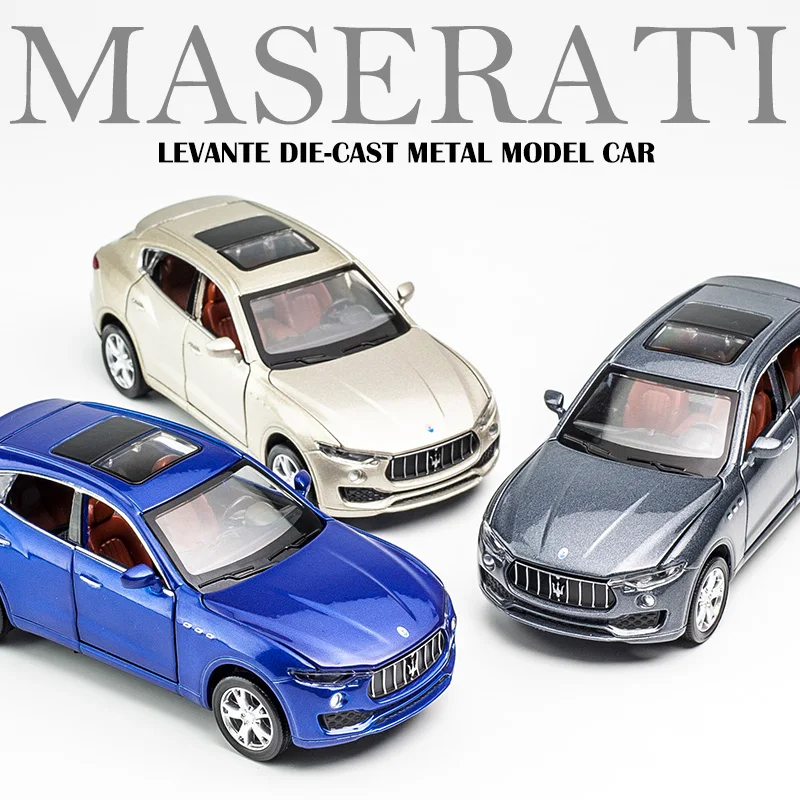 1:32 Scale Maserati Levante Diecast Car Metal Model Sound And Light Pull Back SUV 7 Doors Can Be Opened For Kids Gifts Boy Toys