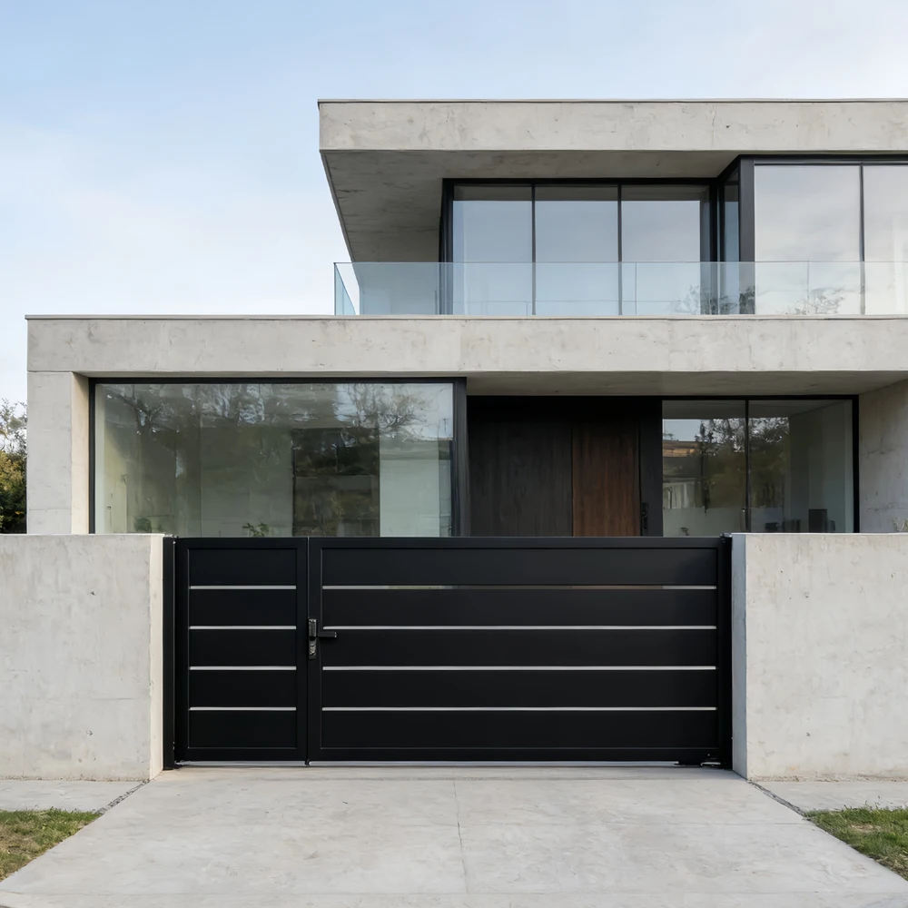 Modern Automatic Villa Gate Aluminum Main Entrance Sliding Driveway Exterior  Garden Courtyard Opening Fence Security