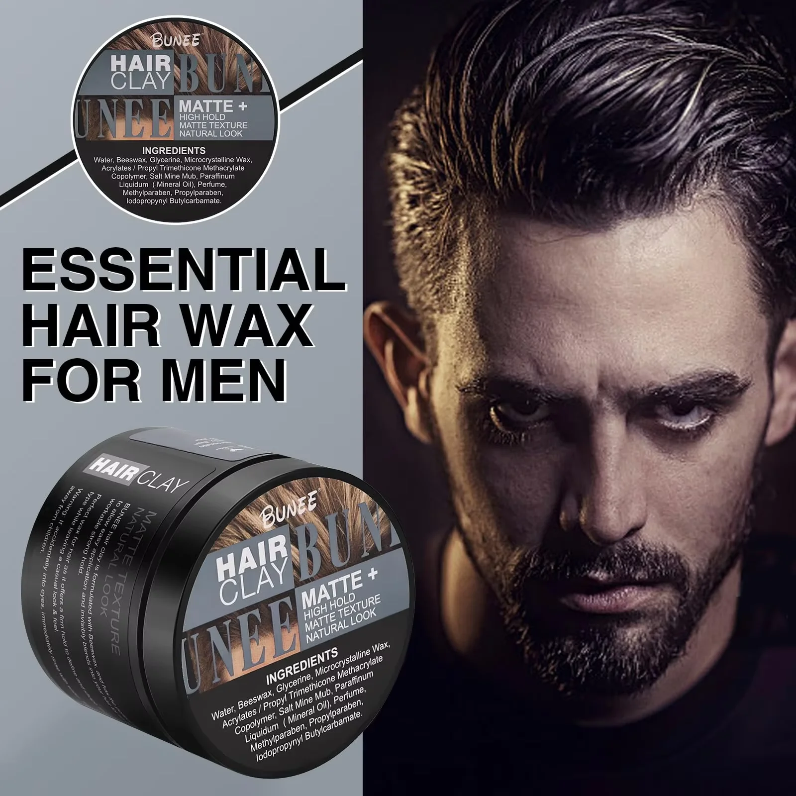 Pâte à cheveux finition mate pour hommes, à base d'eau, Texture mate, coiffeur, pommade en argile, idéale pour tous les cheveux masculins